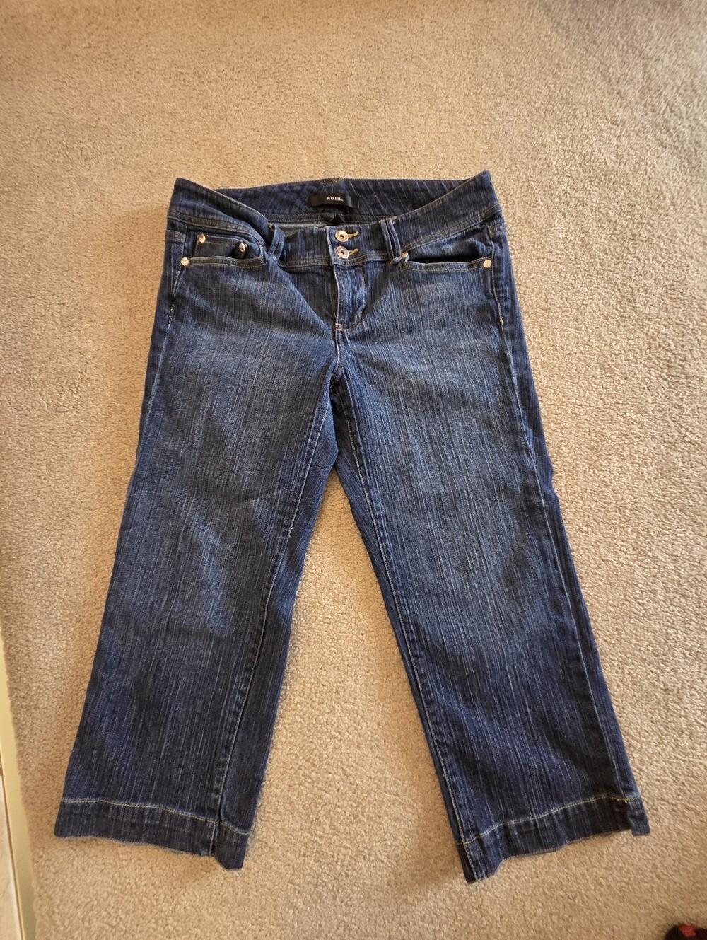 Womens Noir Dark Wash Cropped Capris Blue Jeans Size 8 Y2K